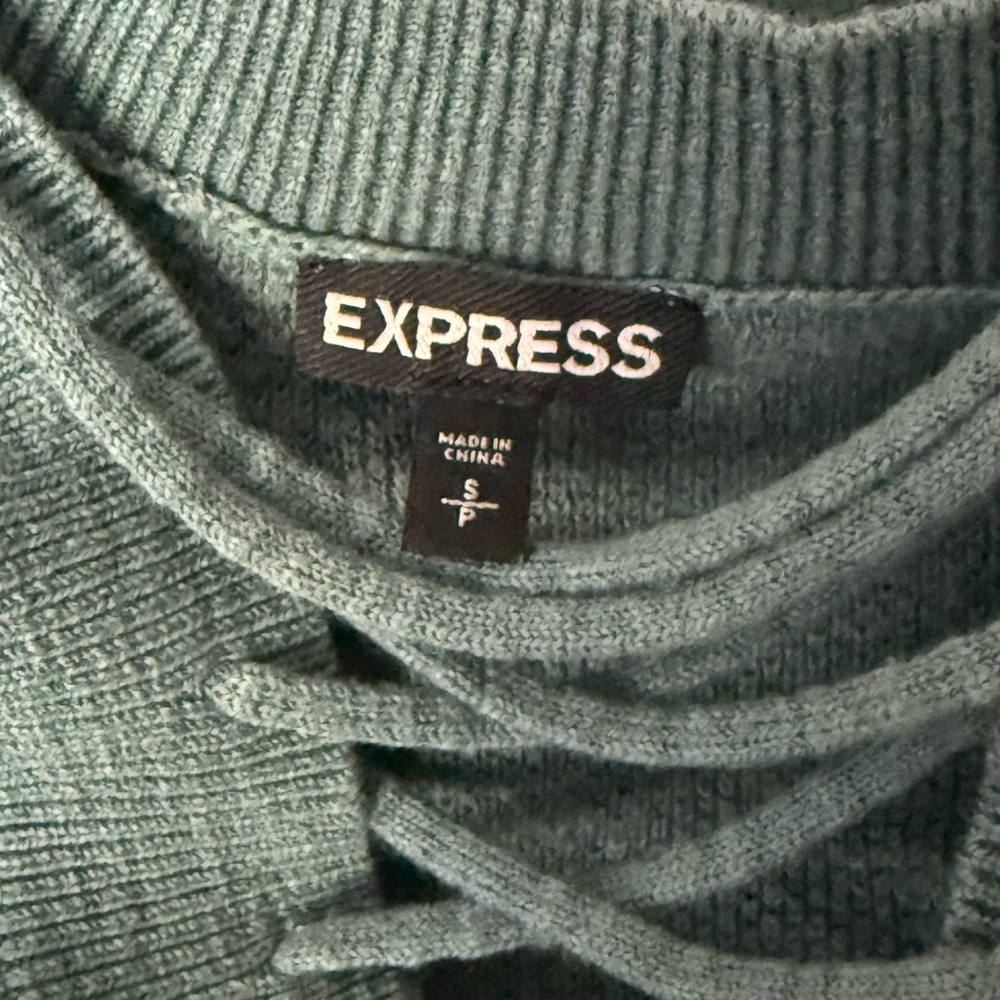 Express Green Lace-Up Sweater Top - Picture 2 of 3